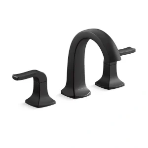 KOHLER Rubicon 8 in. Widespread Double Handle High Arc Bathroom Faucet in Matte Black