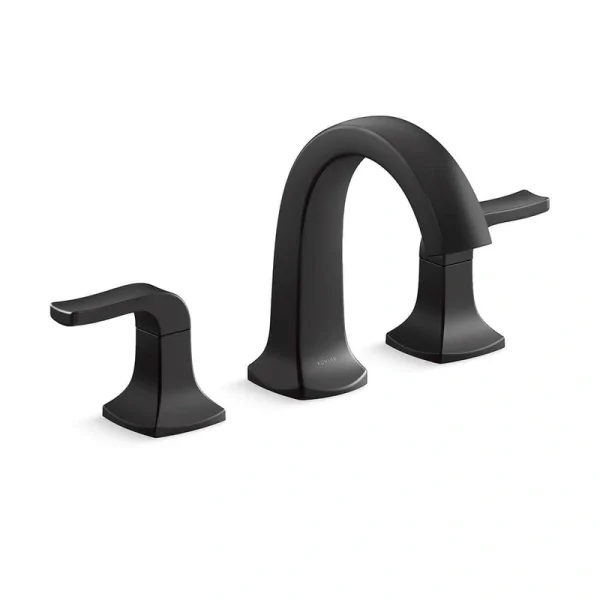 KOHLER Rubicon 8 in. Widespread Double Handle High Arc Bathroom Faucet in Matte Black