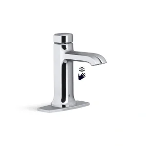 KOHLER Rubicon Battery Powered Touchless Single Hole Bathroom Faucet in Polished Chrome