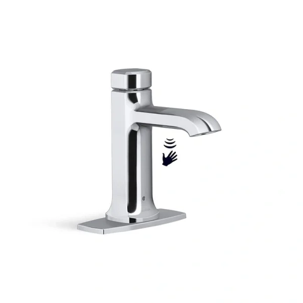 KOHLER Rubicon Battery Powered Touchless Single Hole Bathroom Faucet in Polished Chrome