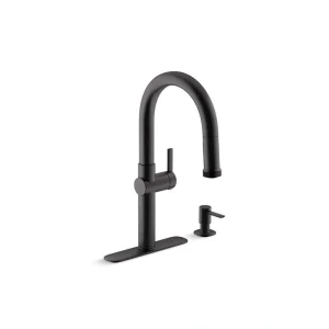 KOHLER Rune Single-Handle Pull-Down Sprayer Kitchen Faucet in Matte Black
