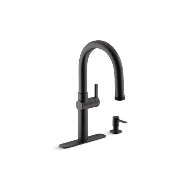KOHLER Rune Single-Handle Pull-Down Sprayer Kitchen Faucet in Matte Black