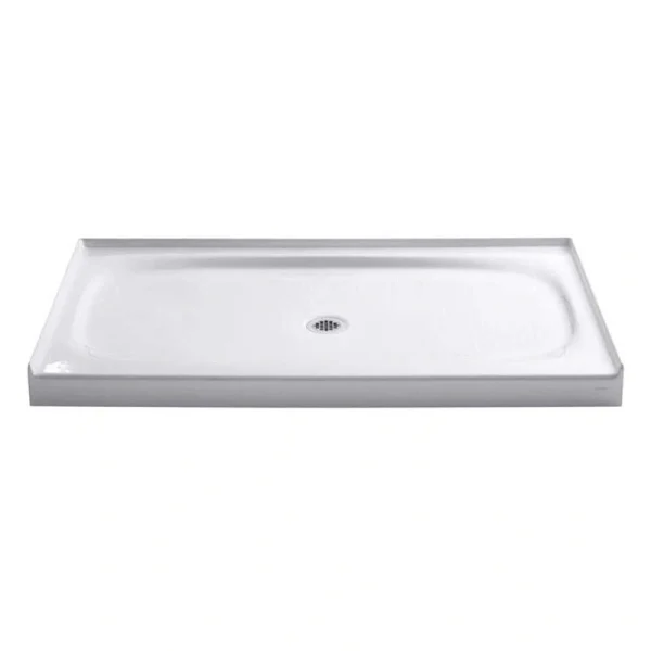 KOHLER Salient 60 in. x 36 in. Cast Iron Single Threshold Shower Base with Center Drain in White