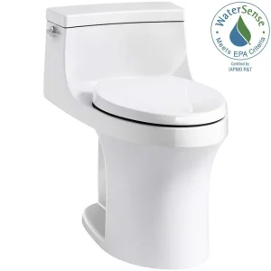 KOHLER San Souci 12 in. Rough In 1-Piece 1.28 GPF Single Flush Elongated Toilet in White Seat Included T726941137