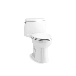 KOHLER Santa Rosa Continuous Clean 12in. Rough In 1-Piece 1.28 GFP Single Flush Elongated Toilet in White w/ Soft Close Seat