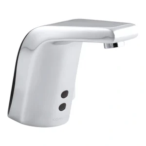 KOHLER Sculpted Cell-Powered Single Hole Touchless Bathroom Faucet with Mixer in Polished Chrome