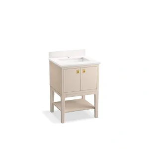 KOHLER Seagrove 25in. Single Sink Freestanding Light Clay Bath Vanity with White Quartz Top Assembled