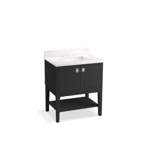 KOHLER Seagrove 31in. Single Sink Freestanding Ferrous Grey Bath Vanity with White Quartz Top Assembled
