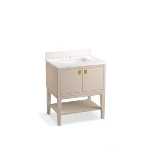 KOHLER Seagrove 31in. Single Sink Freestanding Light Clay Bath Vanity with White Quartz Top Assembled