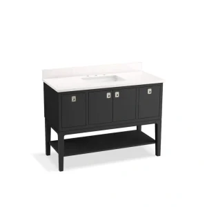 KOHLER Seagrove 49in. Single Sink Freestanding Ferrous Grey Bath Vanity with White Quartz Top Assembled