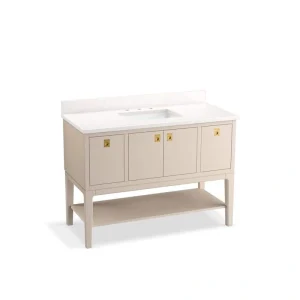 KOHLER Seagrove 49in. Single Sink Freestanding Light Clay Bath Vanity with White Quartz Top Assembled
