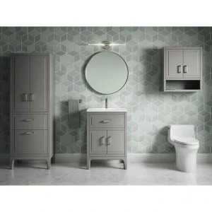 KOHLER Seer 24.125in. Single Sink Freestanding Mohair Grey Bath Vanity with White Quartz Top Assembled