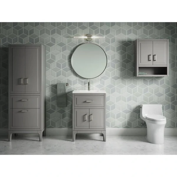 KOHLER Seer 24.125in. Single Sink Freestanding Mohair Grey Bath Vanity with White Quartz Top Assembled