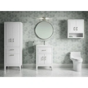 KOHLER Seer 24.12in. Single Sink Freestanding White Bath Vanity with White Quartz Top Assembled