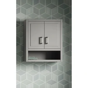 KOHLER Seer 24-in x 28-in x 10-in Mohair Grey Soft Close Bathroom Wall Cabinet