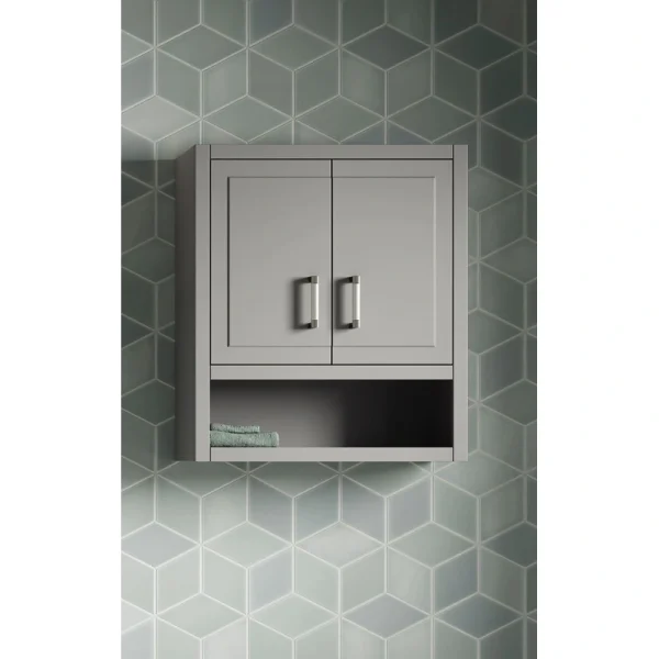 KOHLER Seer 24-in x 28-in x 10-in Mohair Grey Soft Close Bathroom Wall Cabinet