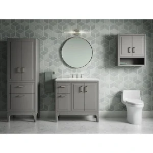 KOHLER Seer 36.06in. Single Sink Freestanding Mohair Grey Bath Vanity with White Quartz Top Assembled