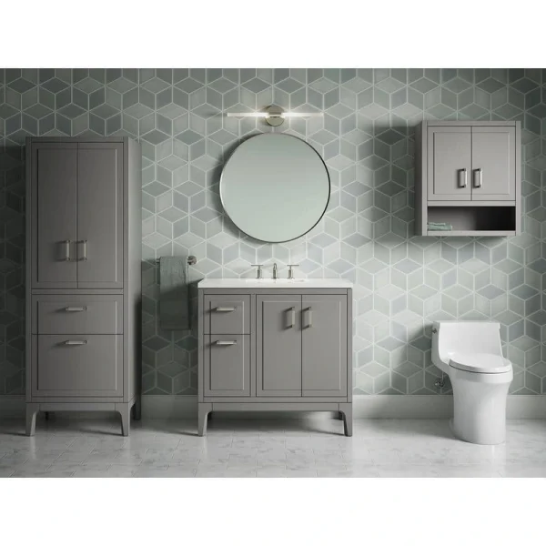 KOHLER Seer 36.06in. Single Sink Freestanding Mohair Grey Bath Vanity with White Quartz Top Assembled
