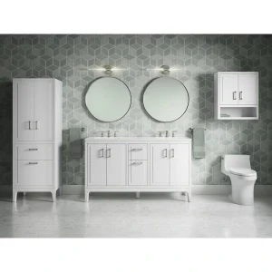 KOHLER Seer 60.12in. Double Sink Freestanding White Bath Vanity with White Quartz Top Assembled