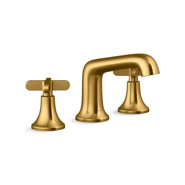 KOHLER Setra 8 in. Widespread Double Handle Bathroom Faucet in Vibrant Moderne Brushed Brass Gold