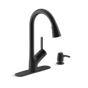KOHLER Setra Single-Handle Pull-Down Sprayer Kitchen Faucet in Matte Black