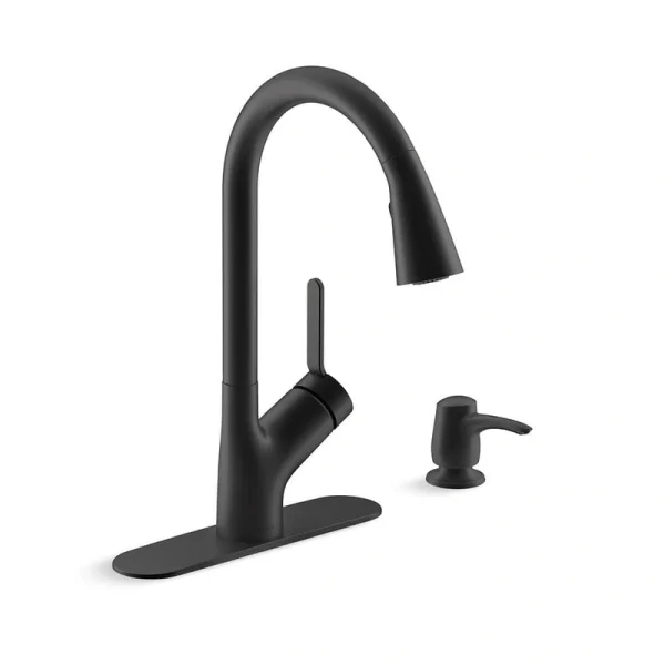 KOHLER Setra Single-Handle Pull-Down Sprayer Kitchen Faucet in Matte Black