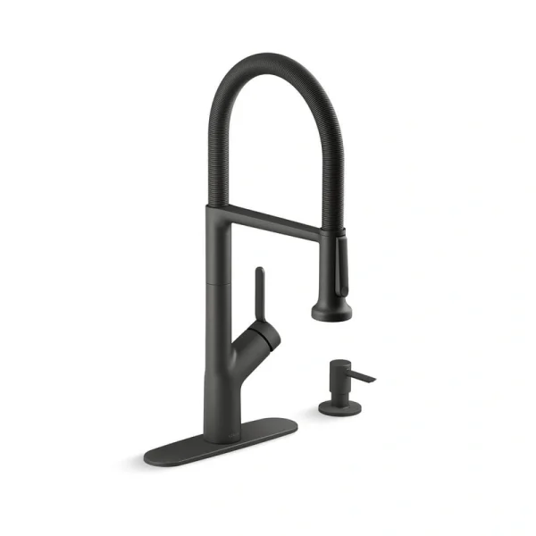 KOHLER Setra Single-Handle Semi-Professional Kitchen Sink Faucet with Soap Dispenser in Matte Black