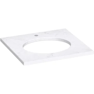 KOHLER Silestone 25 in. W x 22.4375 in. D Quartz Oval Cutout with Vanity Top in Eternal Statuario