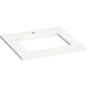 KOHLER Silestone 25 in. W x 22.4375 in. D Quartz Rectangle Cutout with Vanity Top in Miami White