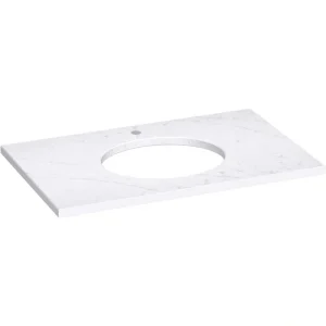 KOHLER Silestone 37 in. W x 22.4375 in. D Quartz Oval Cutout with Vanity Top in Eternal Statuario
