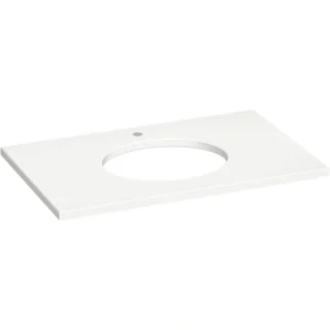 KOHLER Silestone 37 in. W x 22.4375 in. D Quartz Oval Cutout with Vanity Top in Miami White