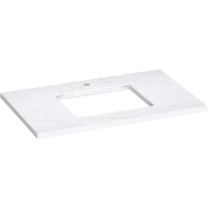 KOHLER Silestone 37 in. W x 22.4375 in. D Quartz Rectangle Cutout with Vanity Top in Eternal Statuario