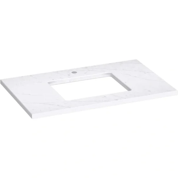 KOHLER Silestone 37 in. W x 22.4375 in. D Quartz Rectangle Cutout with Vanity Top in Eternal Statuario
