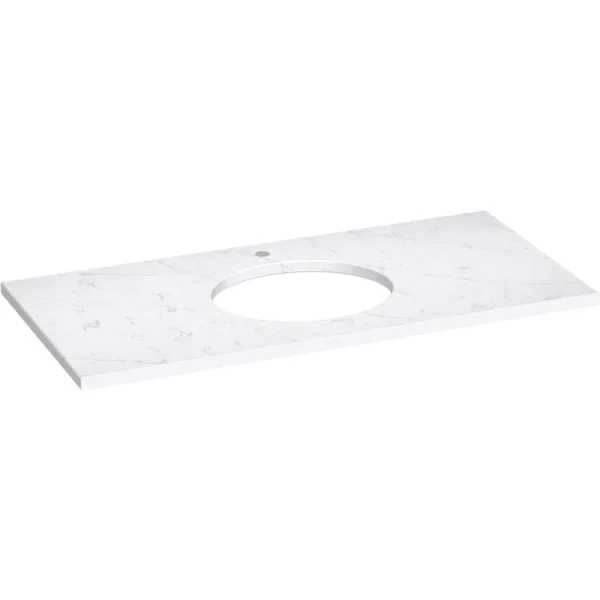 KOHLER Silestone 49 in. W x 22.4375 in. D Quartz Oval Cutout with Vanity Top in Eternal Statuario