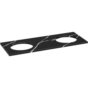 KOHLER Silestone 61 in. W x 22.4375 in. D Quartz Double Oval Cutouts with Vanity Top in Eternal Marquina