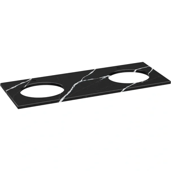 KOHLER Silestone 61 in. W x 22.4375 in. D Quartz Double Oval Cutouts with Vanity Top in Eternal Marquina
