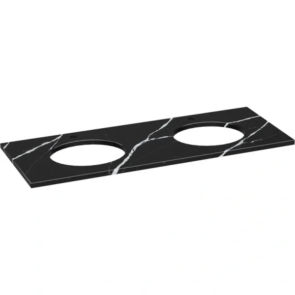KOHLER Silestone 61 in. W x 22.4375 in. D Quartz Double Oval Cutouts with Vanity Top in Eternal Marquwith