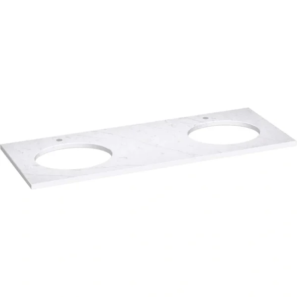 KOHLER Silestone 61 in. W x 22.4375 in. D Quartz Double Oval Cutouts with Vanity Top in Eternal Statuario T726938093