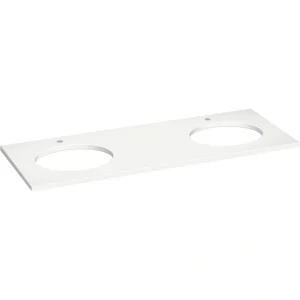 KOHLER Silestone 61 in. W x 22.4375 in. D Quartz Double Oval Cutouts with Vanity Top in Miami White T726938095