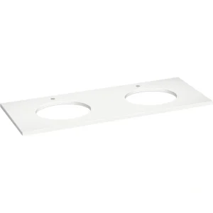 KOHLER Silestone 61 in. W x 22.4375 in. D Quartz Double Oval Cutouts with Vanity Top in Miami White T726938221