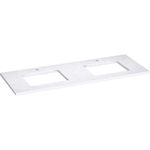 KOHLER Silestone 61 in. W x 22.4375 in. D Quartz Double Rectangle Cutouts with Vanity Top in Eternal Statuario T726938142