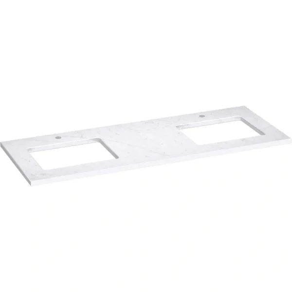 KOHLER Silestone 61 in. W x 22.4375 in. D Quartz Double Rectangle Cutouts with Vanity Top in Eternal Statuario T726938331