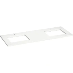 KOHLER Silestone 61 in. W x 22.4375 in. D Quartz Double Rectangle Cutouts with Vanity Top in Miami White T726938129
