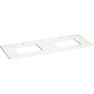 KOHLER Silestone 61 in. W x 22.4375 in. D Quartz Double Rectangle Cutouts with Vanity Top in Miami White T726938310