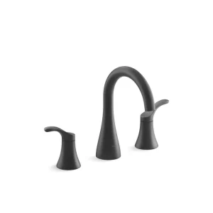 KOHLER Simplice Double-Handle 0.5 GPM 8 in. Widespread Bathroom Sink Faucet in Matte Black