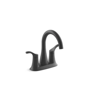 KOHLER Simplice Double-Handle 1.2 GPM 4 in. Centerset Bathroom Sink Faucet in Matte Black