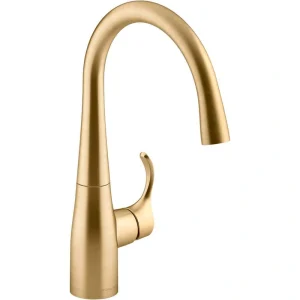 KOHLER Simplice Single Handle Bar Faucet in Vibrant Brushed Moderne Brass