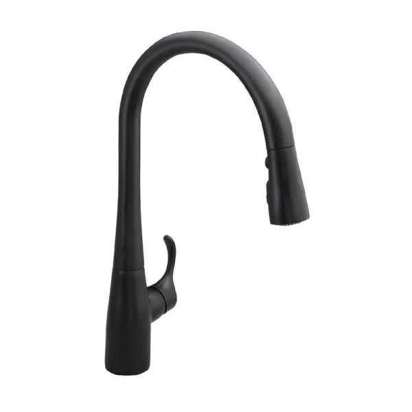 KOHLER Simplice Single-Handle Pull-Down Sprayer Kitchen Faucet with DockNetik and Sweep Spray in Matte Black