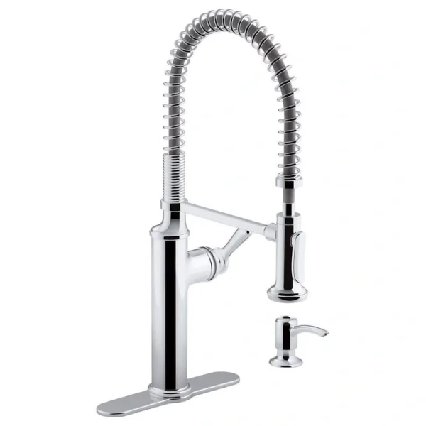 KOHLER Sous Pro-Style Single Handle Pull Down Sprayer Kitchen Faucet in Polished Chrome