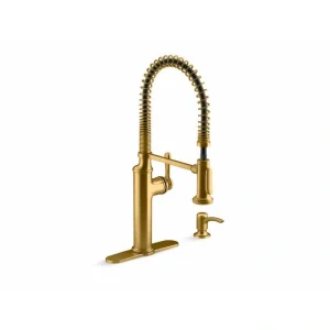 KOHLER Sous Pro-Style-Single Handle Pull Down Sprayer Kitchen Faucet in Vibrant Brushed Moderne Brass